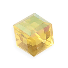 Bead, Helenski Crystal Art.8008 6x6mm Cube - Light Topaz AB