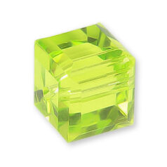 Bead, Helenski Crystal Art.8008 6x6mm Cube - Light Olivine