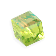 Bead, Helenski Crystal Art.8008 6x6mm Cube - Light Olivine AB