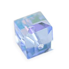 Bead, Helenski Crystal Art.8008 6x6mm Cube - Light Sapphire AB