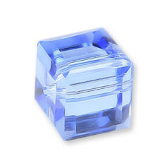 Bead, Helenski Crystal Art.8008 4x4mm Cube - Light Sapphire