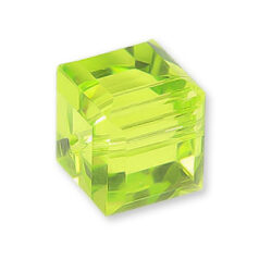 Bead, Helenski Crystal Art.8008 4x4mm Cube - Light Olivine