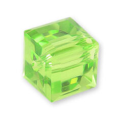 Bead, Helenski Crystal Art.8008 4x4mm Cube - Peridot Green