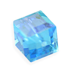 Bead, Helenski Crystal Art.8008 4x4mm Cube - Aquamarine AB