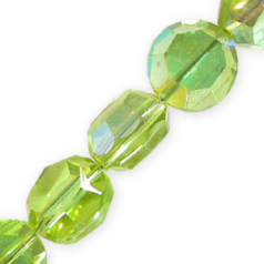 Bead, Helenski Crystal Art.8055 10mm Coin - Light Olivine AB