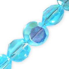 Bead, Helenski Crystal Art.8055 10mm Coin - Aquamarine AB