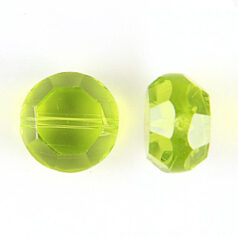 Bead, Helenski Crystal Art.8055 8mm Coin - Light Olivine