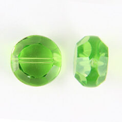 Bead, Helenski Crystal Art.8055 8mm Coin - Peridot Green