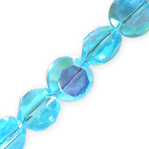 Bead, Helenski Crystal Art.8055 8mm Coin - Aquamarine AB