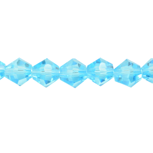 Bead, Helenski Crystal, 6mm Bicone - Aquamarine