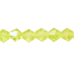 Bead, Helenski Crystal, 6mm Bicone - Light Olivine AB