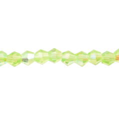 Bead, Helenski Crystal, 4mm Bicone - Peridot AB Green