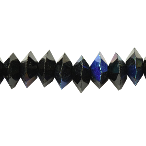 Bead, Helenski Crystal, 4x8mm Donut - Jet Black AB