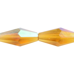 Bead, Helenski Crystal, 16x8mm Long Bicone - Light Topaz AB