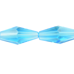 Bead, Helenski Crystal, 16x8mm Long Bicone - Aquamarine