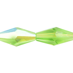 Bead, Helenski Crystal, 16x8mm Long Bicone - Peridot AB Green