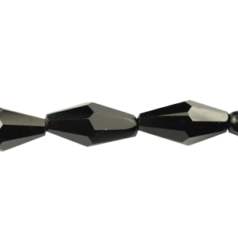 Bead, Helenski Crystal, 12x6mm Long Bicone - Jet Black