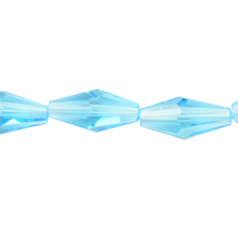 Bead, Helenski Crystal, 12x6mm Long Bicone - Aquamarine