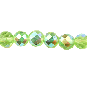 Bead, Helenski Crystal, 6mm Round - Peridot AB Green