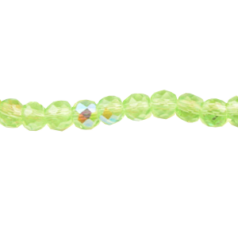 Bead, Helenski Crystal, 4mm Round - Peridot AB Green