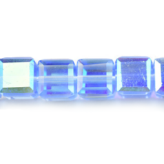 Bead, Helenski Crystal, 8x8mm Cube - Light Sapphire AB