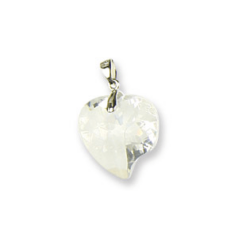  Pendants, Cubic Zirconia, 18mm Heart with Silver Bail, Crystal