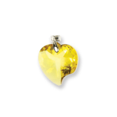 Pendant, CUBIC ZIRCONIA 18mm Heart - Light Topaz with Silver Bail
