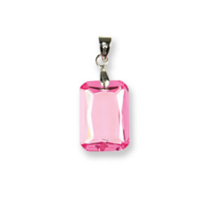 Pendant, CUBIC ZIRCONIA 17x12mm Rectangle - Rose with Silver Bail