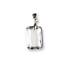 Pendants, Cubic Zirconia, 17x12mm Rectangle with Silver Bail, Light Amethyst