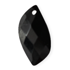 Pendant, CUBIC ZIRCONIA 12.3x6.1mm Faceted Drop Leaf - Gunmetal (Hole Size: 0.8mm)