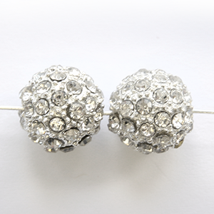 Nuvo Pavé Bead - Silver Plated Metal Bead with Crystal, 8mm - Hole Size 6.2mm