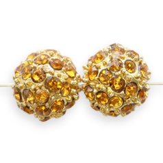 Bead, Nuvo Pave Metal Base with Crystals,10mm Round - Topaz (Hole Size 1.8mm)