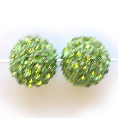Bead, Nuvo Pave Metal Base with Crystals, 13mm Round - Olivine (Hole Size 3mm)