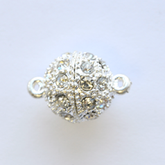 Nuvo Pave Magnetic Clasp, 11mm, Silver Plated with Crystal