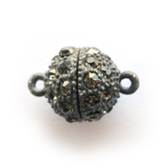 Nuvo Pave Magnetic Clasp, 14mm, Gunmetal Plated with Black Diamond