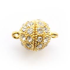 Nuvo Pave Magnetic Clasp, 13mm, Gold Plated with Crystal