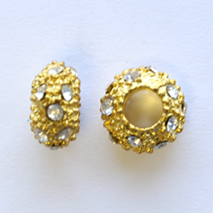 Nuvo Pave Rondelle with Crystal, 6x10.5mm, Gold Plated with Crystals - Hole Size 5mm