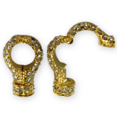 Clasp, Magnetic, Gold Plated with Crystals, 27.2x18.2mm, opening 11mm  (Thread Hole: 1.8mm)