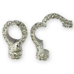 Magnetic Clasp, Silver Plated with Rhinestone Crystal, 27.2 x 18.2mm (Hole Size: 11mm, Thread Hole: 1.7mm)