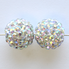 Bead, Nuvo Pave Epoxy Base with Crystals, 6mm Round Crystal AB (Hole Size 1.8mm)