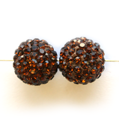 Bead, Nuvo Pave Epoxy Base with Crystals, 6mm Round Smoke Topaz (Hole Size 1.8mm)