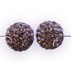 Bead, Nuvo Pave Epoxy Base with Crystals, 12mm Round - Amethyst (Hole Size: 1.8mm)