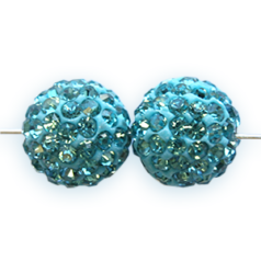 Bead, Nuvo Pave Epoxy Base with Crystals, 12mm Round - Aquamarine (Hole Size: 1.8mm)