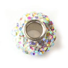 Bead, Pandora Style Crystal Rondelle 14x8mm - Crystal AB (Hole size: 4.5mm)