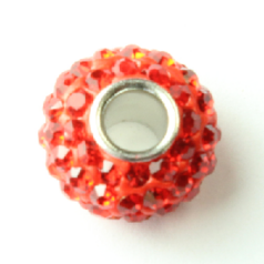 Bead, Pandora Style Crystal Rondelle 14x8mm - Fuchsia (Hole size: 4.5mm))