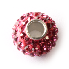 Bead, Pandora Style Crystal Rondelle 14x8mm - Pink (Hole size: 4.5mm)