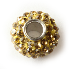 Bead, Pandora Style Crystal Rondelle 14x8mm - Topaz (Hole size: 4.5mm)