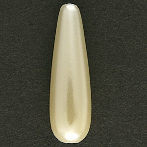 Bead, Drop Japanese Acrylic Pearl,28mm x 8mm - Cream (Hole size 1.7mm)