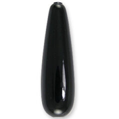Bead, Drop Japanese Acrylic Pearl,28mm x 8mm - Black (Hole size 1.7mm)