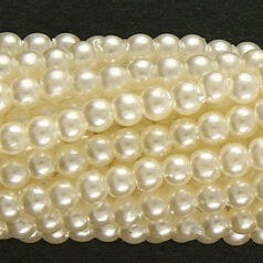 Bead, Japanese Acrylic Pearl  3mm Round - Cream (Hole Size 0.8mm)